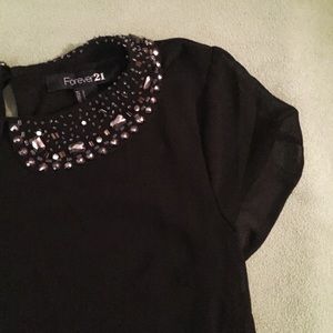 Forever 21 Black Collared Blouse Tee